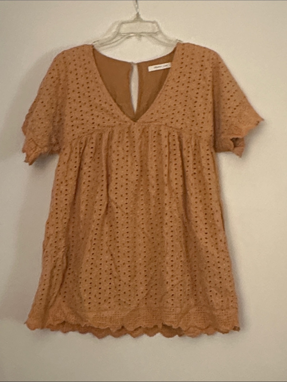 Mustard Seed Mustard Eyelet Babydoll Dress / Romper V Neck Pockets